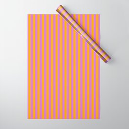 [ Thumbnail: Orchid & Orange Colored Stripes/Lines Pattern Wrapping Paper ]