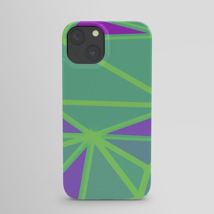geometric triangle polygon shape abstract background in green and purple iPhone Case