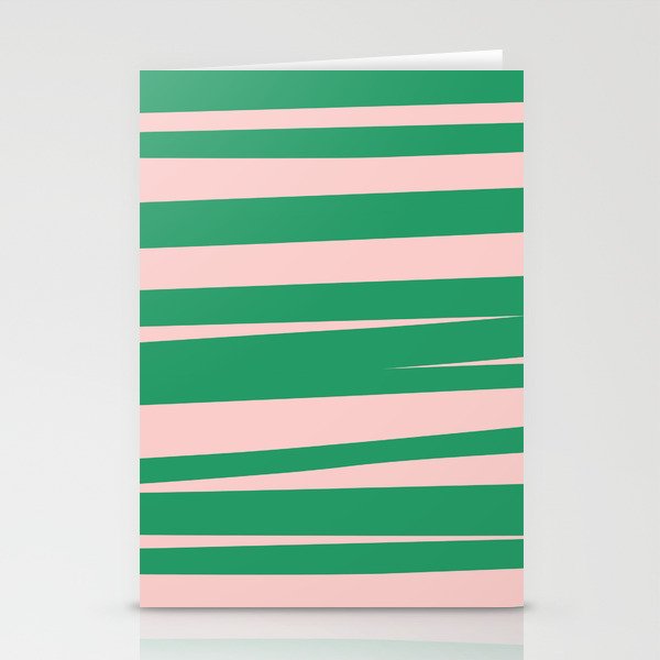 Abstract Stripes Aesthetic in Pink and Bright Green Stationery Cards