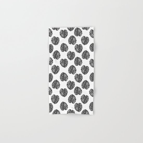 Monstera house plant leaf black and white painting hipster indoor house plant tropical garden Hand & Bath Towel