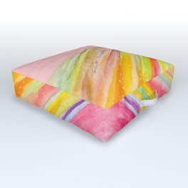 Rainbow Mountain Outdoor Floor Cushion | Landscape, Mountains, Peru, Watercolor, Southamerica, Happiness, Painting, Joyful, Sunset, Rainbow 