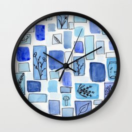 Floral Blues Wall Clock