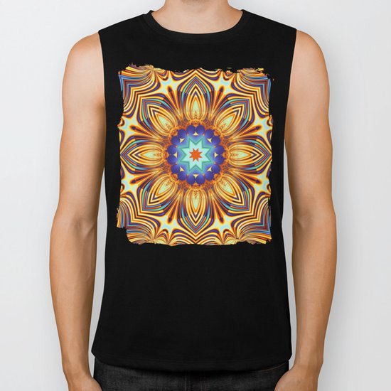 Kaleidoscope abstract with a flower shape and tribal patterns Biker Tank