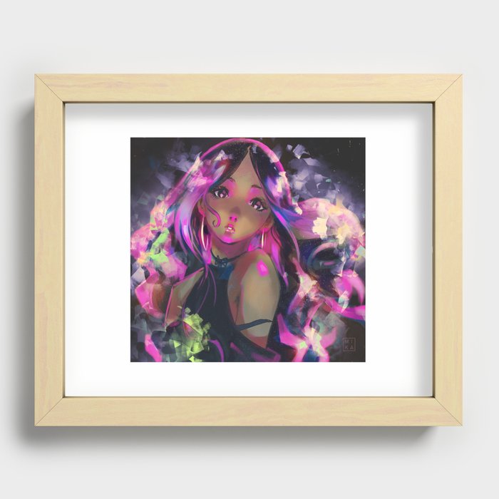 Neon Girl Recessed Framed Print