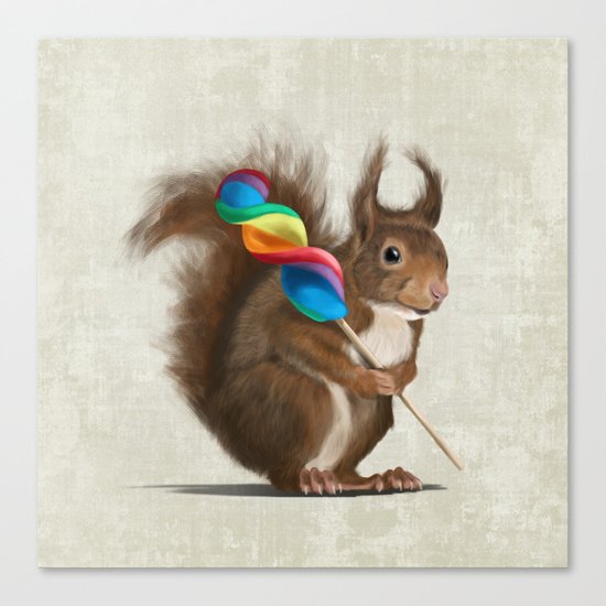 Squirrel with lollipop Canvas Print