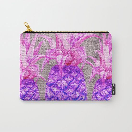 Pineapple on silver Carry-All Pouch