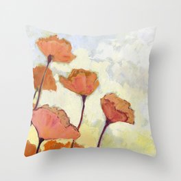 Poppies in Cream Throw Pillow