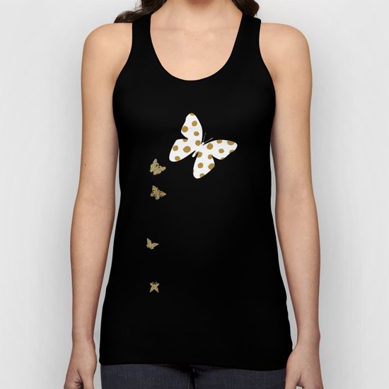 Golden touch III- Gold glitter effect polkadot pattern Unisex Tank Top