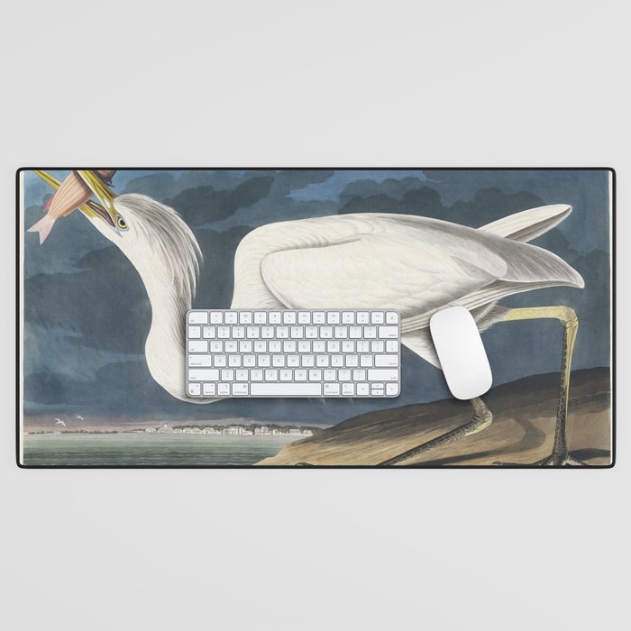 Great White Heron from Birds of America (1827) by John James Audubon  Desk Mat