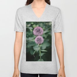A little Bee on a purple flower on a Summer day | Nature Photography | Fine Art Photo Print V Neck T Shirt