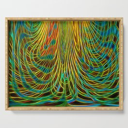Psychedelic Green And Yellow Abstraction Serving Tray