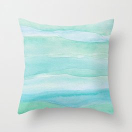 Ocean Layers - Blue Green Watercolor Throw Pillow
