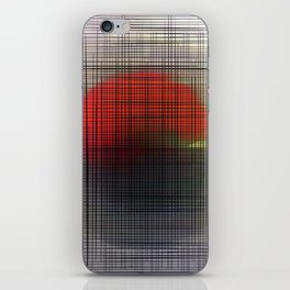 Sloane Grid Sun - gray red grid, grid pillow, home decor, painterly, sunshine, boho art, bohemian iPhone Skin