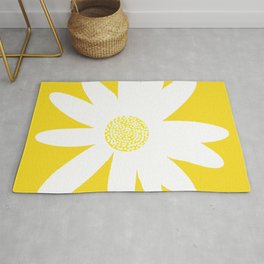 Only One White Daisy Flower Yellow Mellow Background #decor #society6 #buyart Area & Throw Rug
