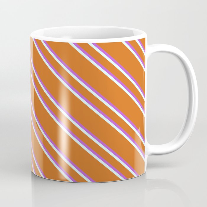 Chocolate, Orchid, and Light Cyan Colored Striped/Lined Pattern Coffee Mug