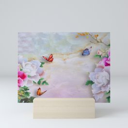 butterfly with flower Mini Art Print