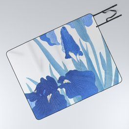 Blue iris japanese flowers Picnic Blanket