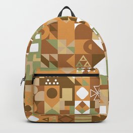 Green, Orange, Brown  Colorful  Minimalist Geometric Design Gift Pattern Art Print Backpack