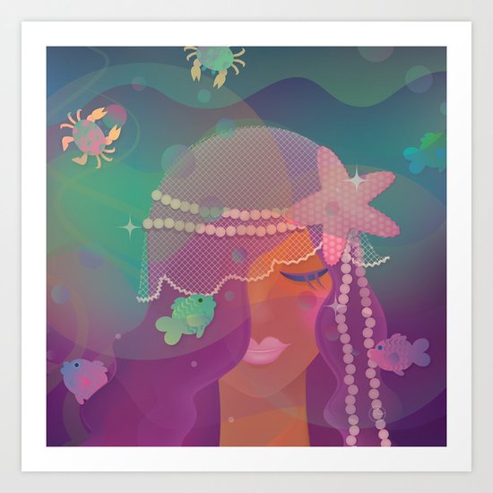Mermaid II - Bohemian Starfish Hairpiece Art Print