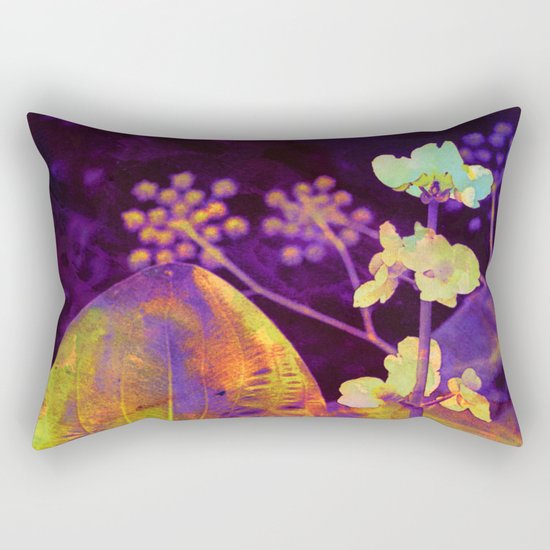 bright flower and leaf on dark background Rectangular Pillow