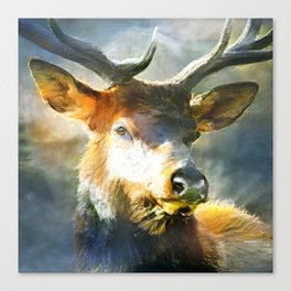 Deer Head Oil Painting, Deer Wall Art, Vintage Canvas Modern & Contemporary Artwork  Canvas Print