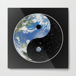 Earth / Space Yin Yang Metal Print