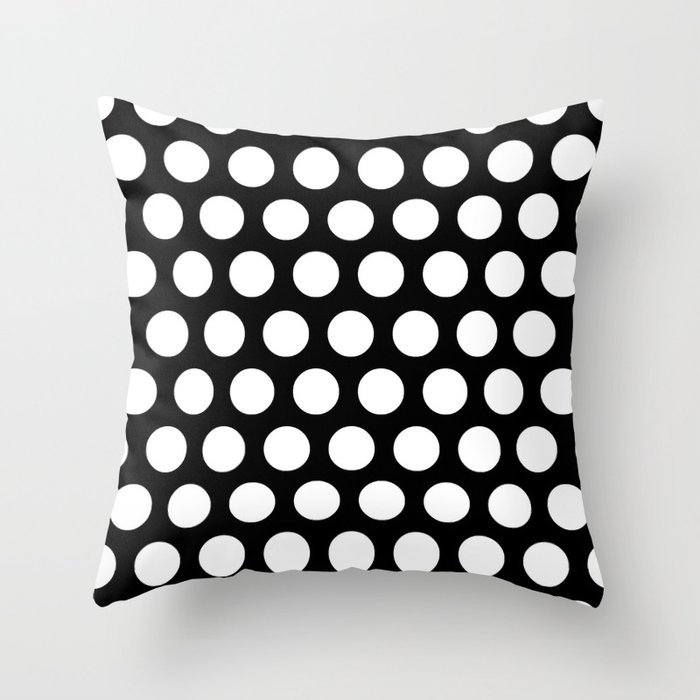 Black with White Polka Dots Throw Pillow