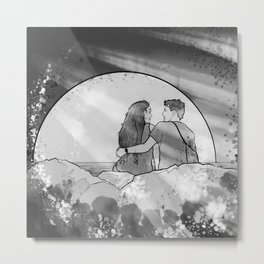 Moment of Love - black and white Metal Print