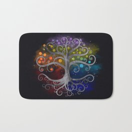 Tree of life Silver Swirl Bath Mat | Treeoflife, Graphicdesign, Silver, Celtic, Celtictree, Clouds, Protection, Chakras, Yggdrasil, Runic 