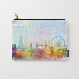 London Skyline Map Watercolor, Print by Zouzounio Art Carry-All Pouch