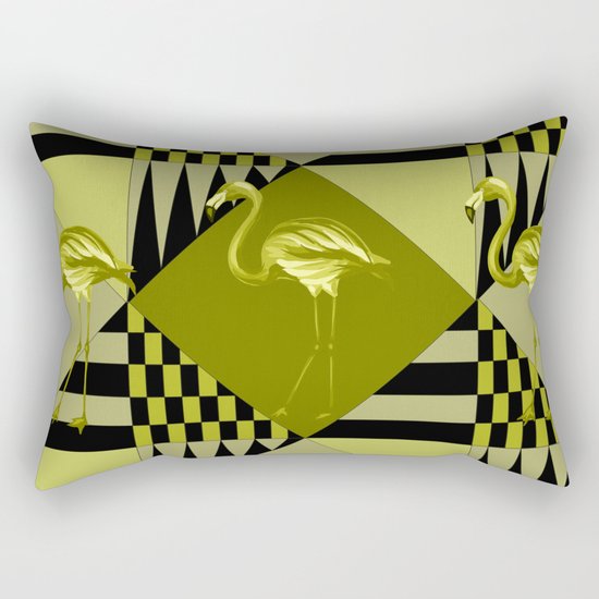 flamingo in green Rectangular Pillow