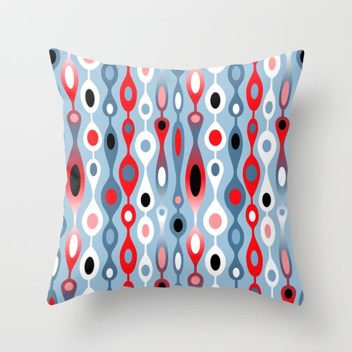 Bohemian Abstract Gypsy Beaded Dangles // Red, White, Blue Throw Pillow
