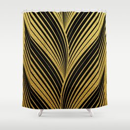 Abstract golden leaf geometric illustration pattern Shower Curtain