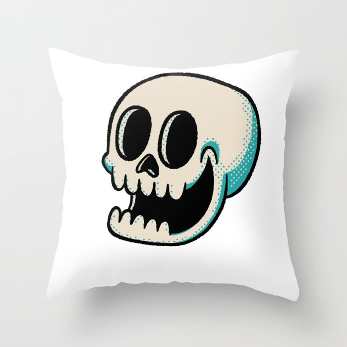 Happy Skull Throw Pillow