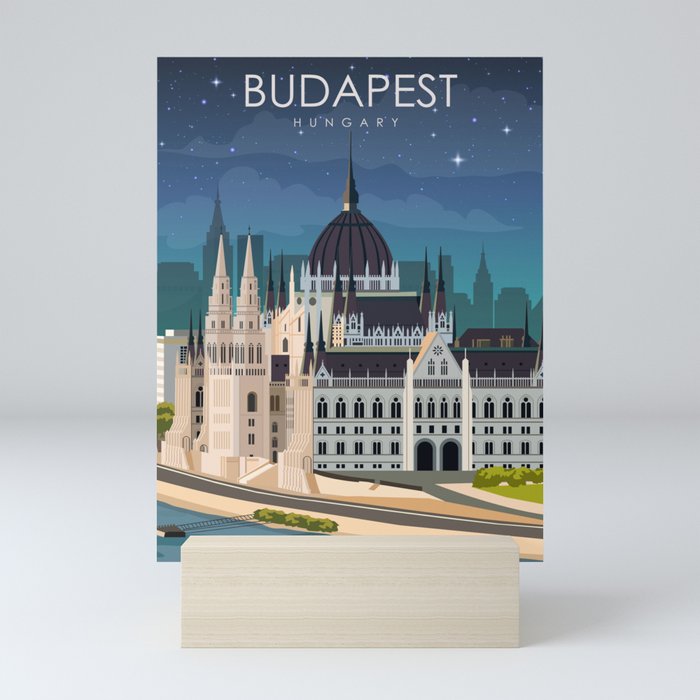 Budapest Hungary Vintage Minimal Retro Travel Poster Mini Art Print