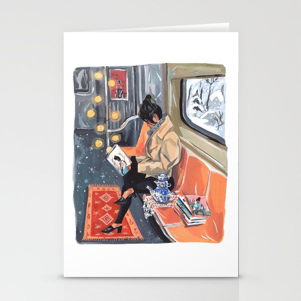 Cozy Winter Train Ride (no mask) Stationery Cards