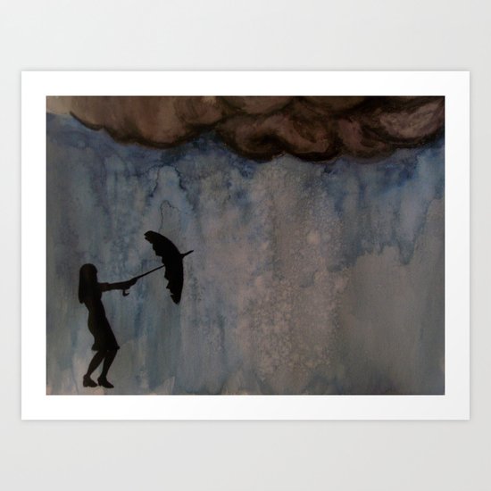 Watercolour: Broken Umbrella Art Print