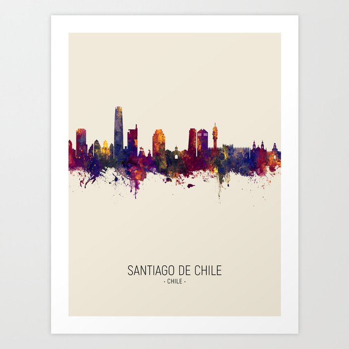 Santiago de Chile Skyline Art Print
