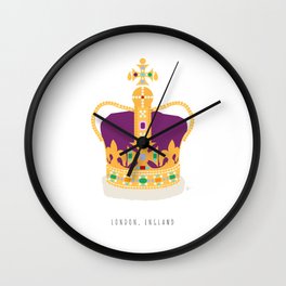 The Crown Jewels, London, England Wall Clock | Graphicdesign, Carrie Lyman, Queen, London, Digital, Illustration, Color, Crown, King, England 