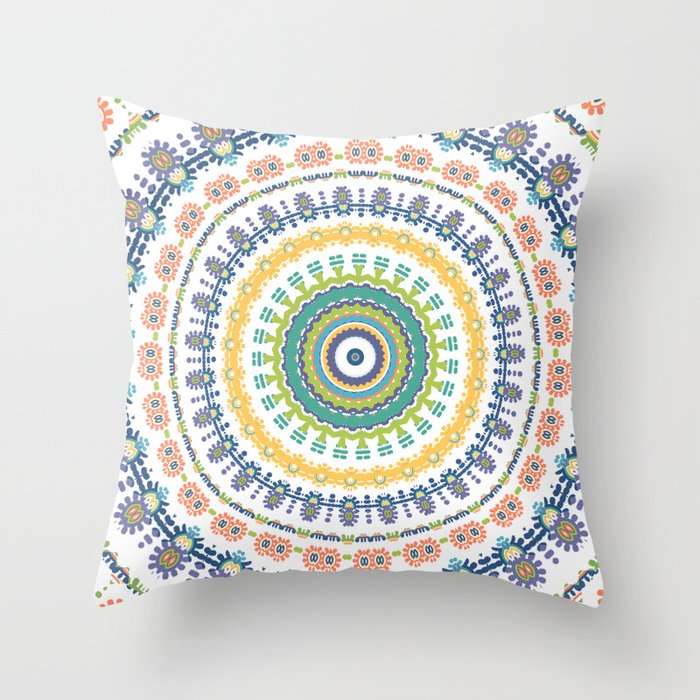 Playful Pastel Mandala Throw Pillow