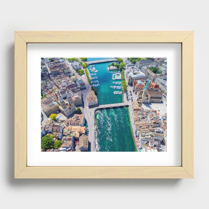 Droneview from Zurich, Switzerland Recessed Framed Print