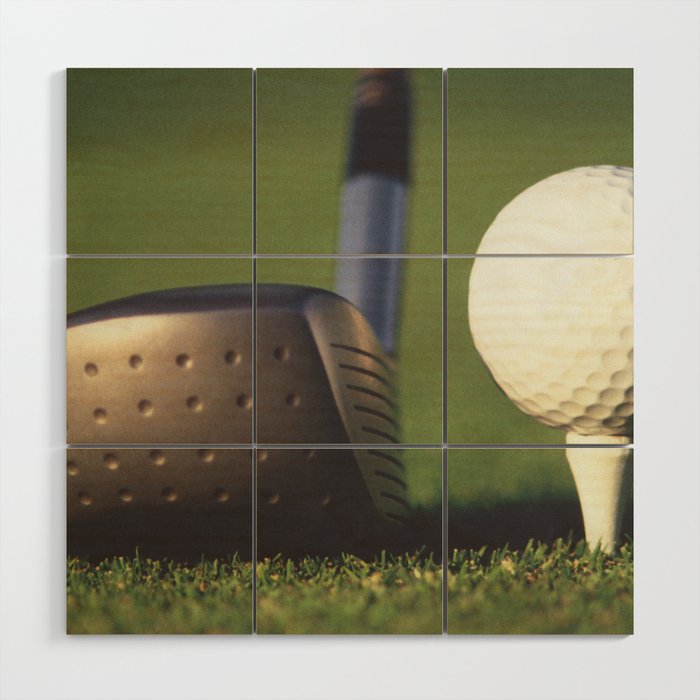 Golf Club and Ball on Tee Wood Wall Art