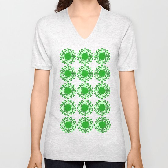 vintage flowers green Unisex V-Neck