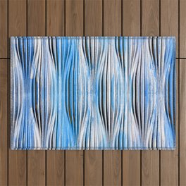 1960s Pastel Blue Abstract Outdoor Rug