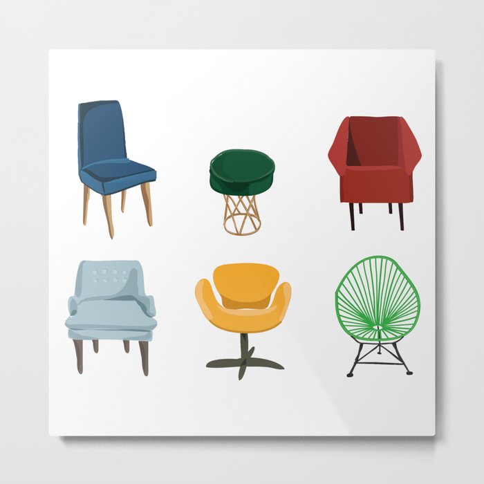 Midcentury Chairs Metal Print