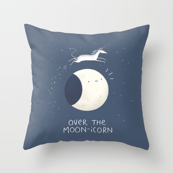 Over the Moon-icorn Throw Pillow