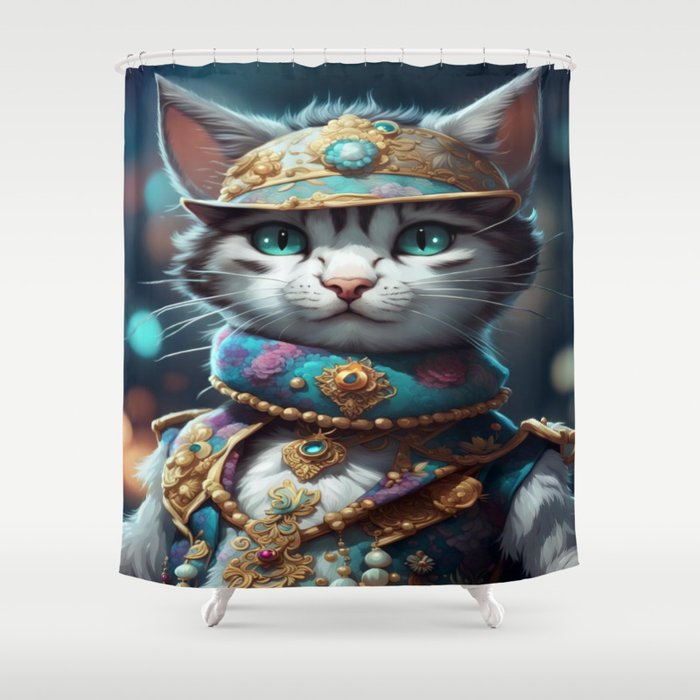 Cat dressed in Carnaval clothes No.1 Shower Curtain
