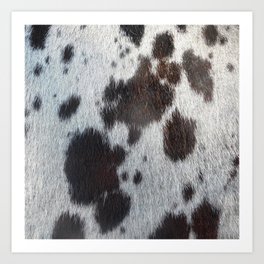 Brown and White Cow Skin Print Pattern Modern, Cowhide Faux Leather Art Print