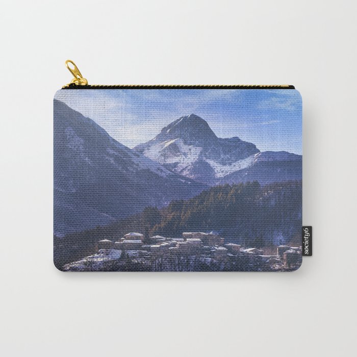 Snowy village Nicciano and Apuan mountains. Tuscany Carry-All Pouch