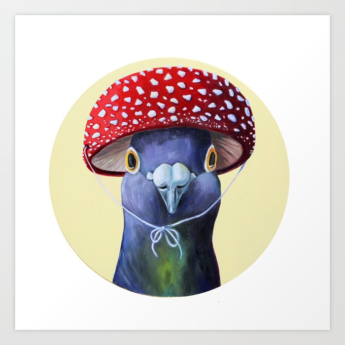 Mushroom Cap Pigeon Art Print